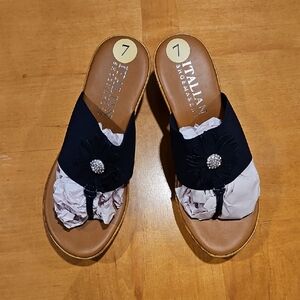 Italian Shoemakers Navy and Tan Sandals